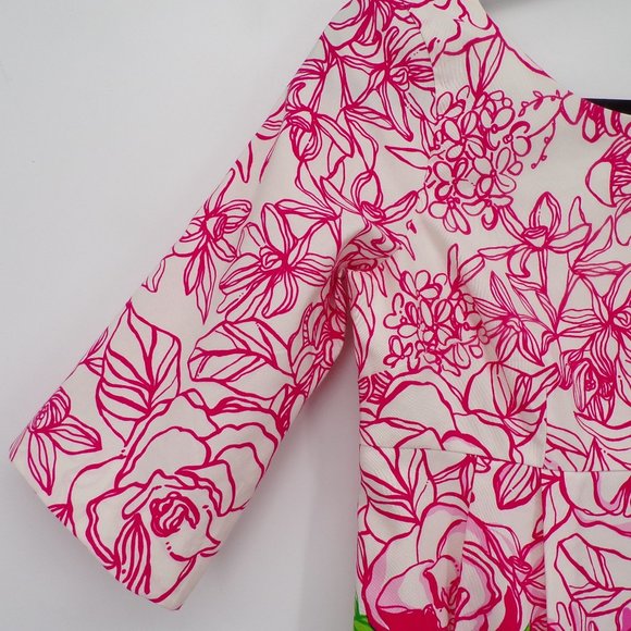Lilly Pulitzer Silk Blend Livie Color By Numbers Rose Print Dress, Sz 4 - Picture 2 of 9